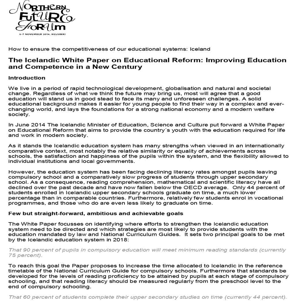 White Paper on Education Reform 1