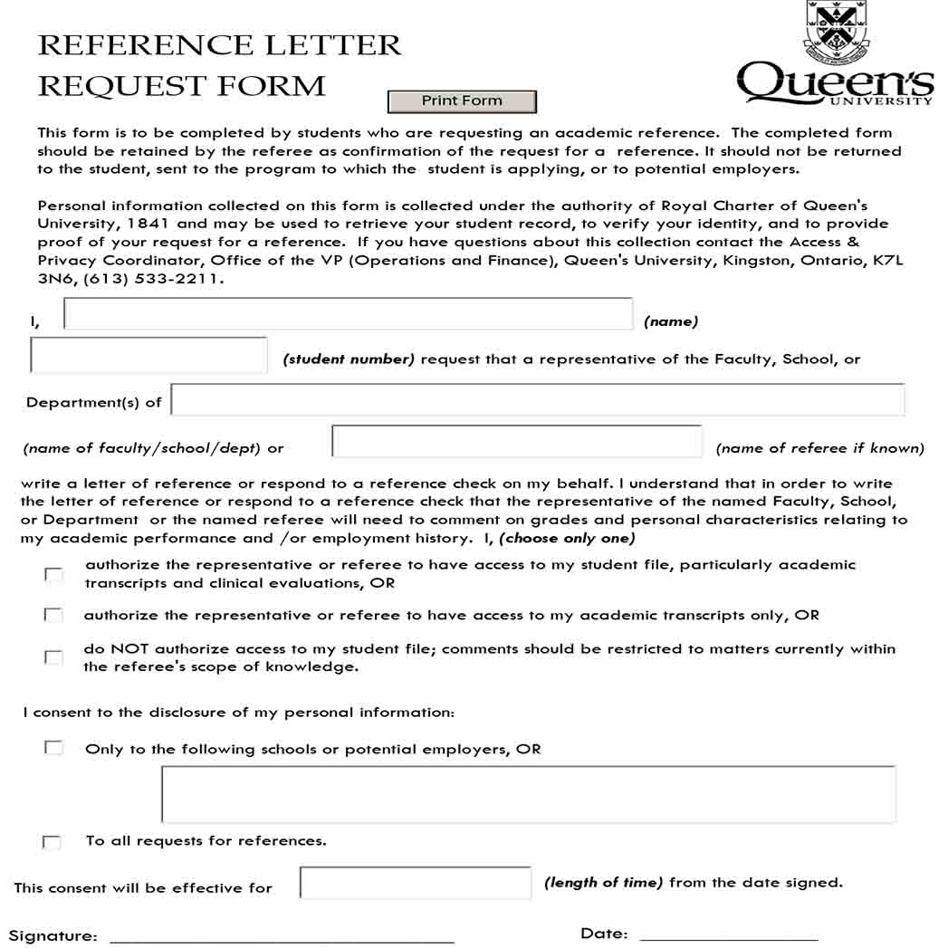 able Reference Letter Request Form 1