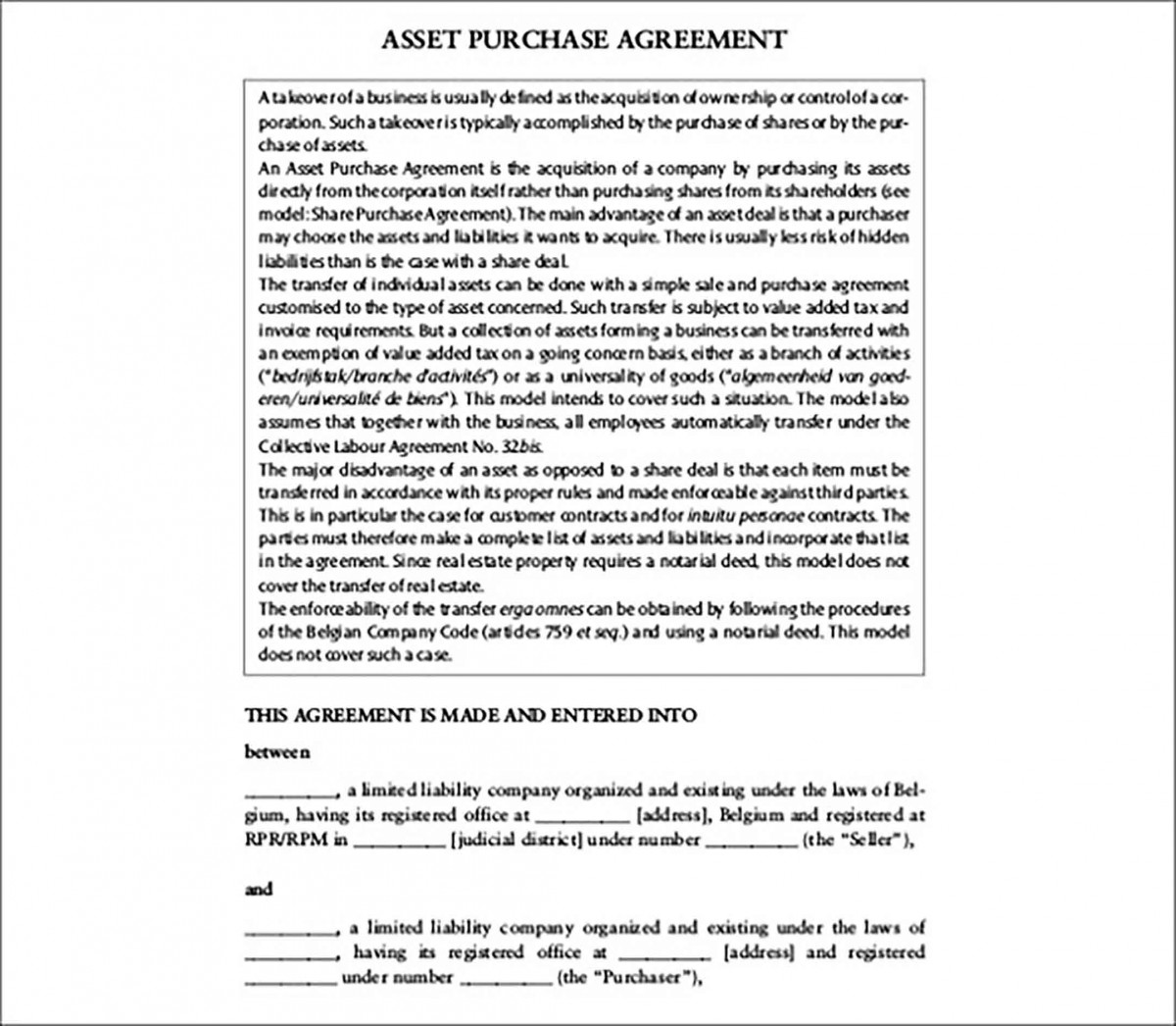 asset purchase agreement