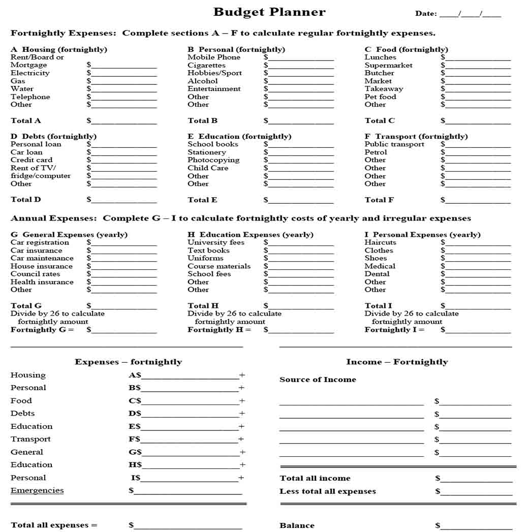 personal budget planning templates 1
