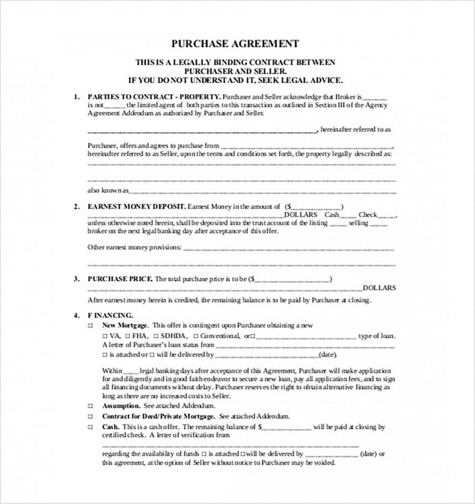 Purchase Agreement Template And How To Make It Different And Interesting