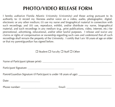 photography release form