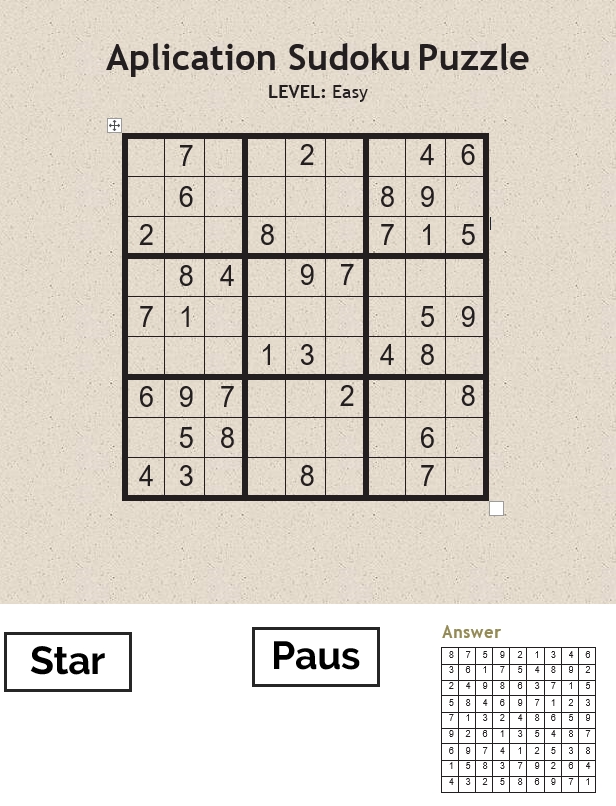 Aplication Sudoku Puzzle