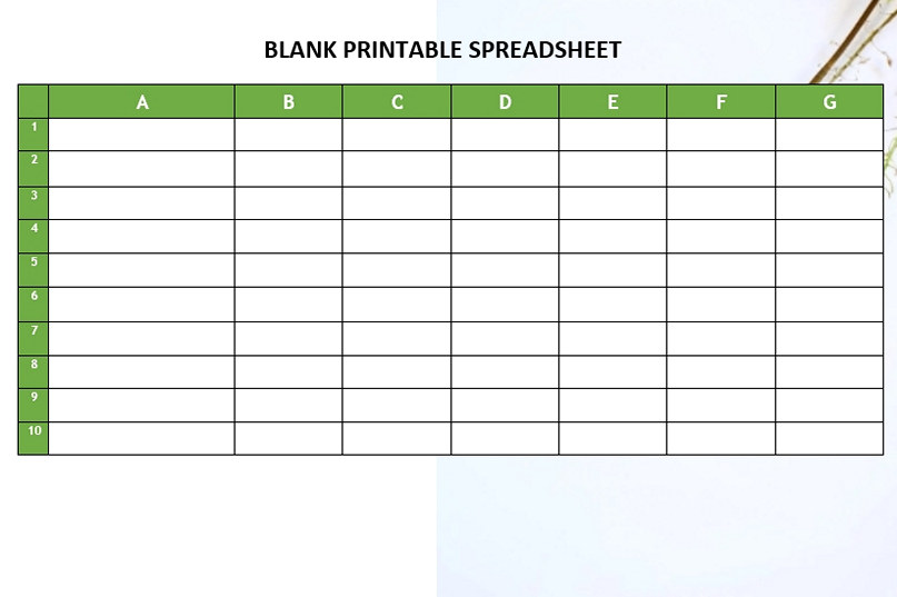 Blank Printable Spreadsheet