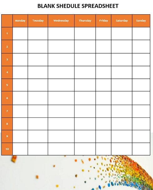 Blank Secedule Spreadsheet