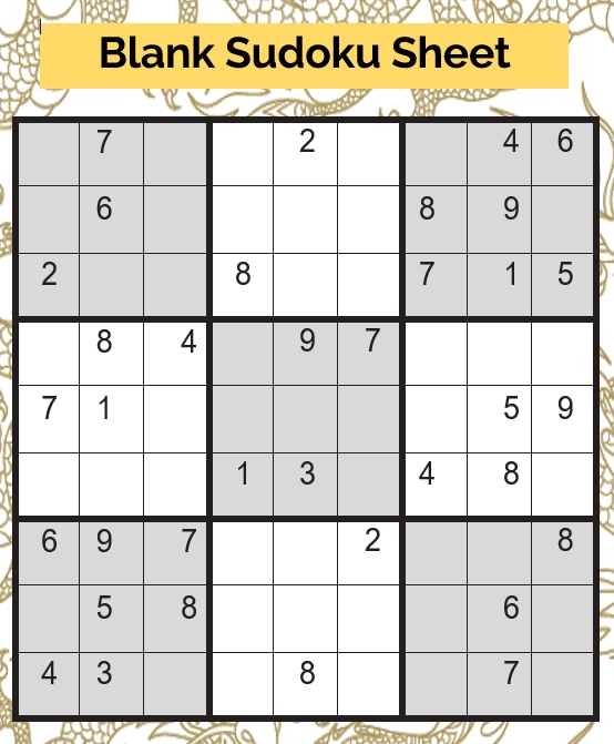 Chinese Sudoku Sheet