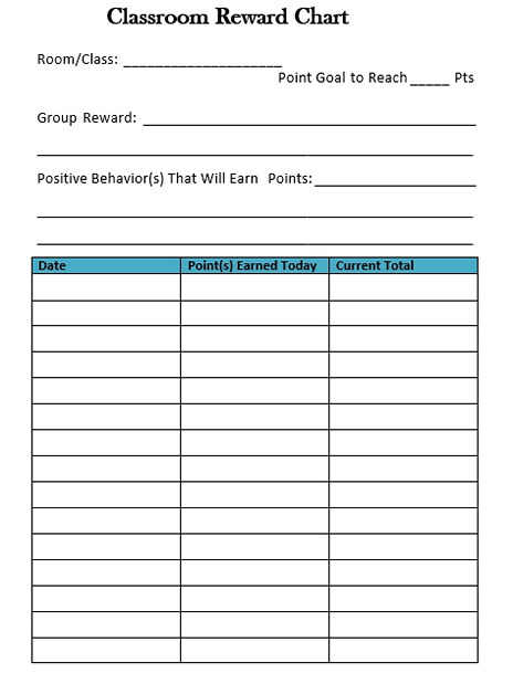 Class Reward Chart Template