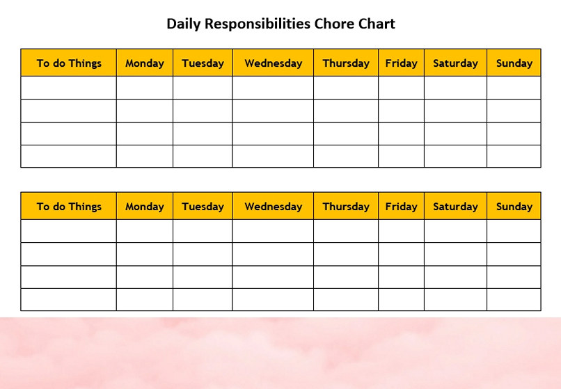 Daily Responsibilities Chore Chart