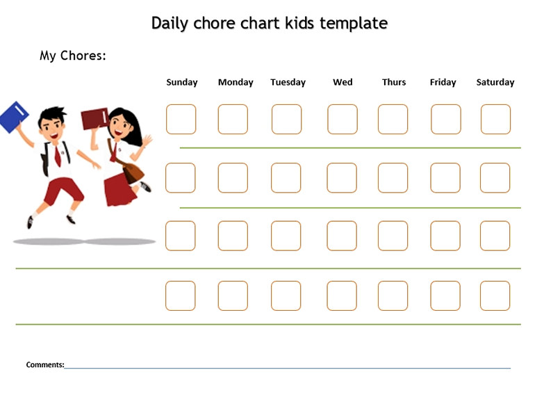 Daily chore chart kids template