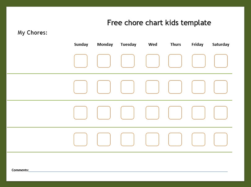 Free chore chart kids template