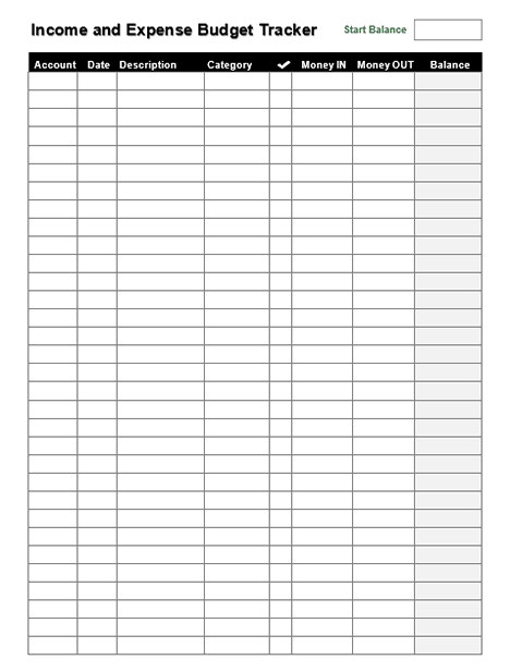 Income and Expense Budget Tracker