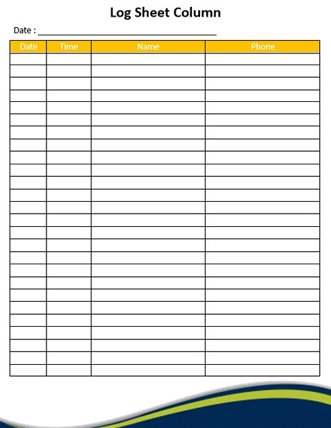 Log Sheet Column Printable