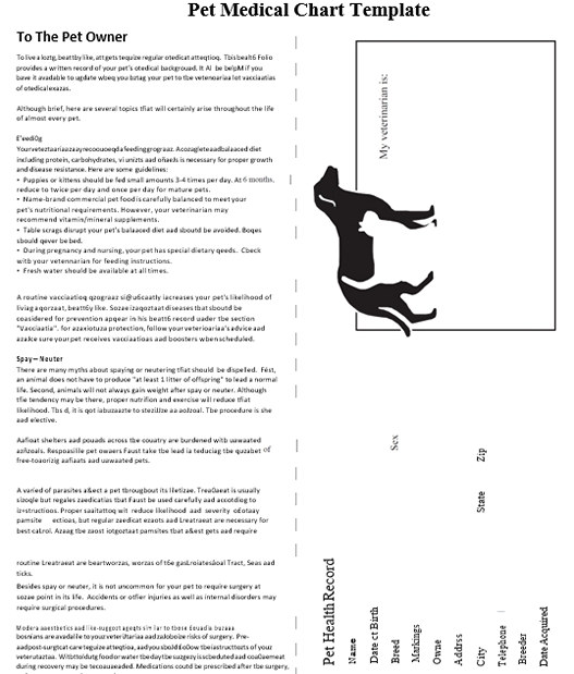 Pet Medical Chart Template