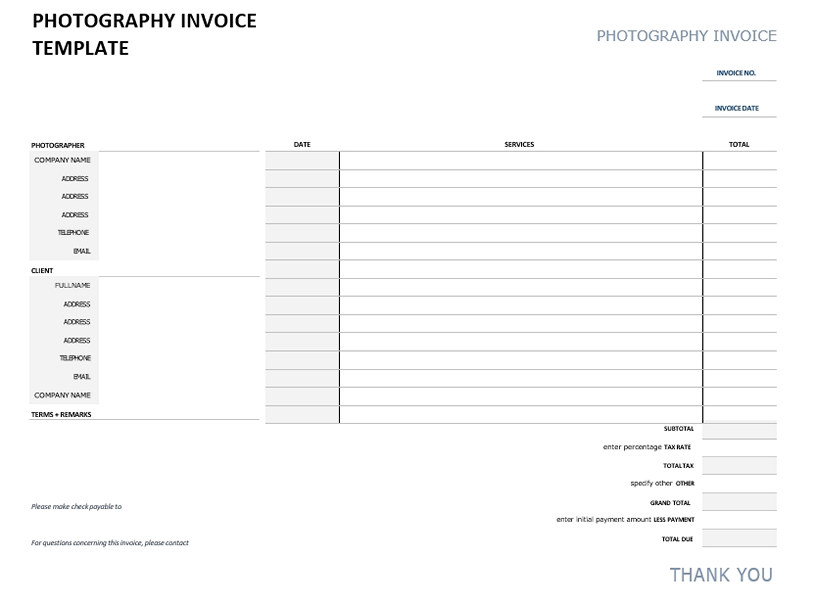 Photography Invoice Template