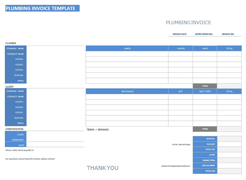 Plumbing Invoice Template