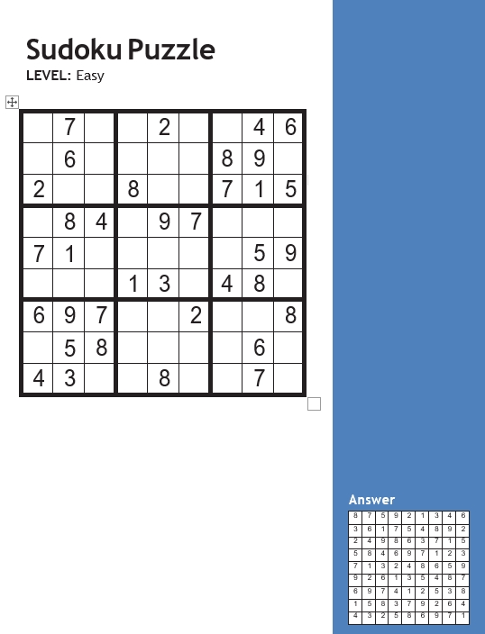 Printable Sudoku Puzzle