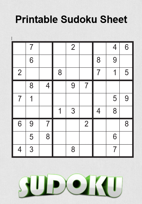 Printable Sudoku Sheet