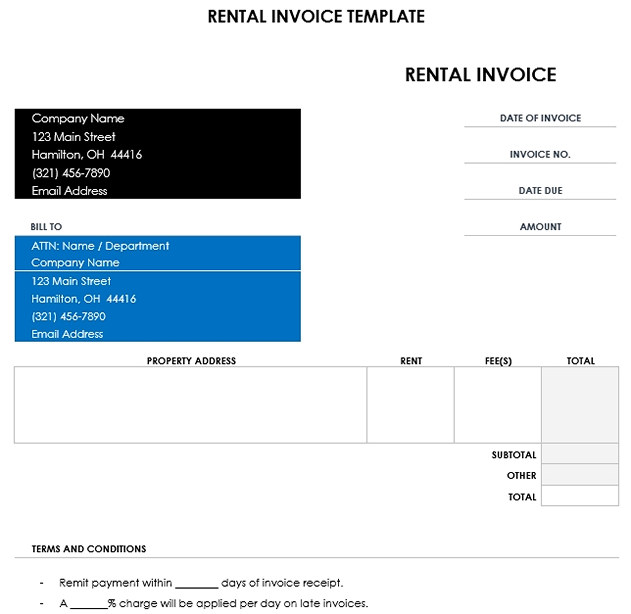 Rental Invoice Template