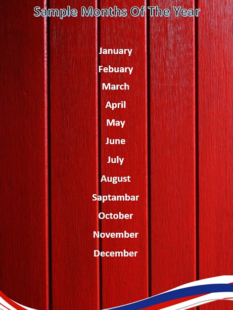 Sample months of the year
