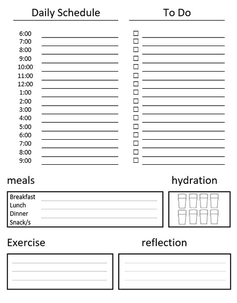 Schedule with meal planner