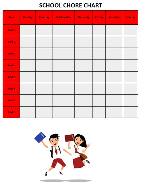 School Chore Chart Template
