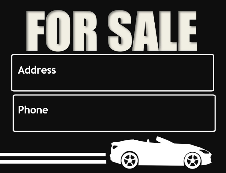 Simple Car for sale sign