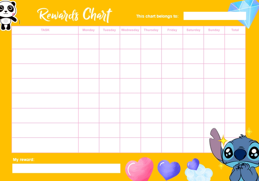 Sticker Rewards Chart Template