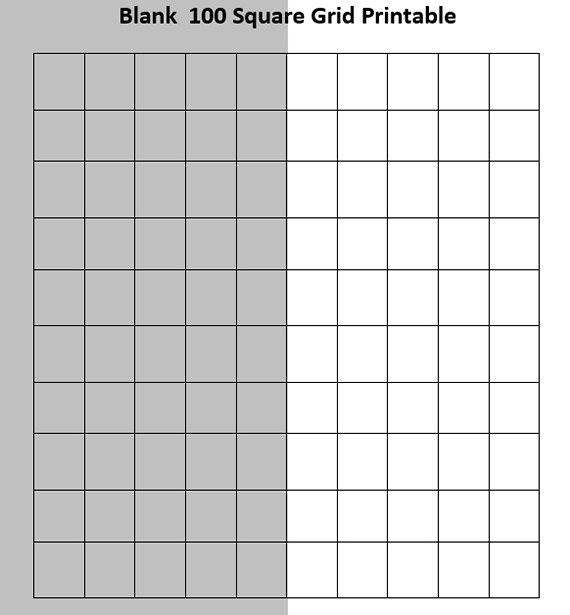 blank 100 square grid