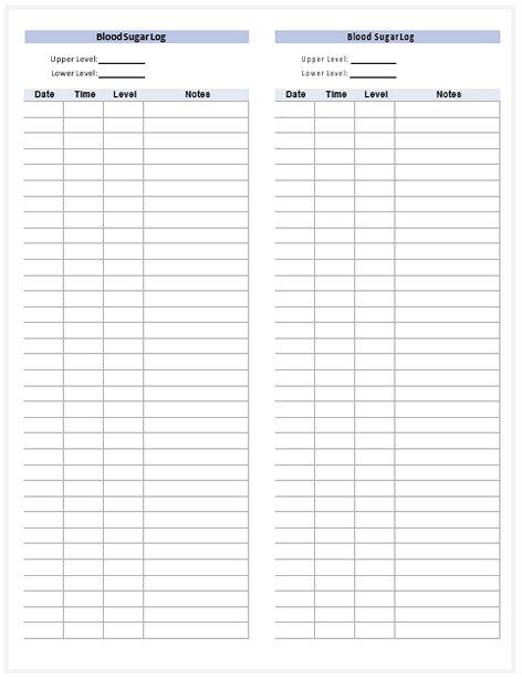 blood sugar log chart