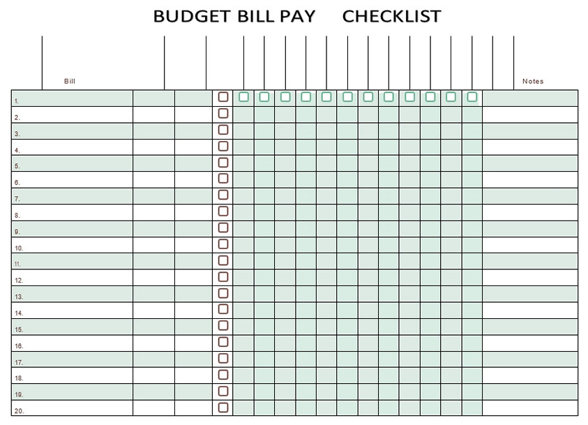 budget bill pay checklist