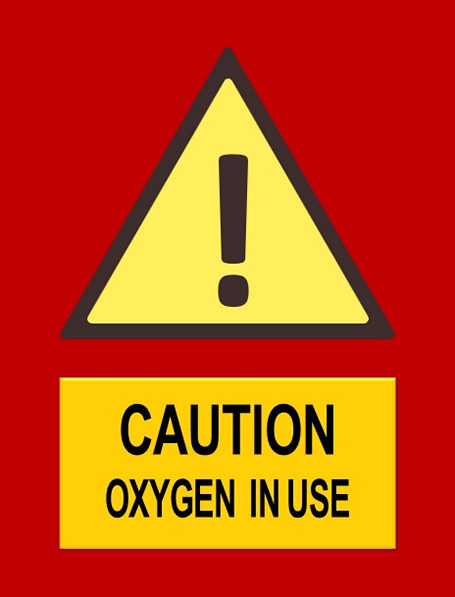 caution oxygen in use sign