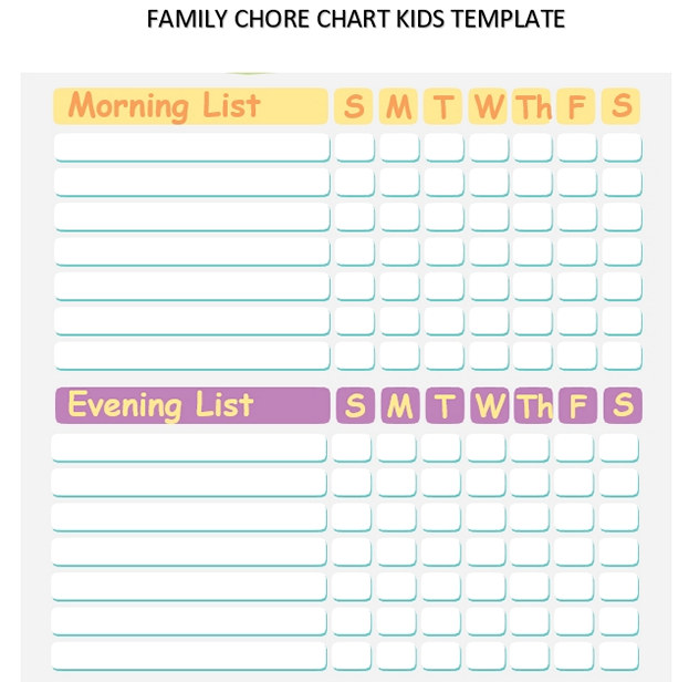 chore charts kids check template