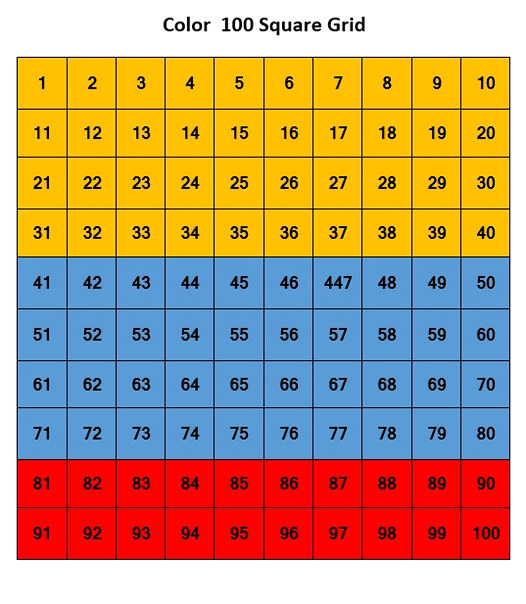 color 100 square grid