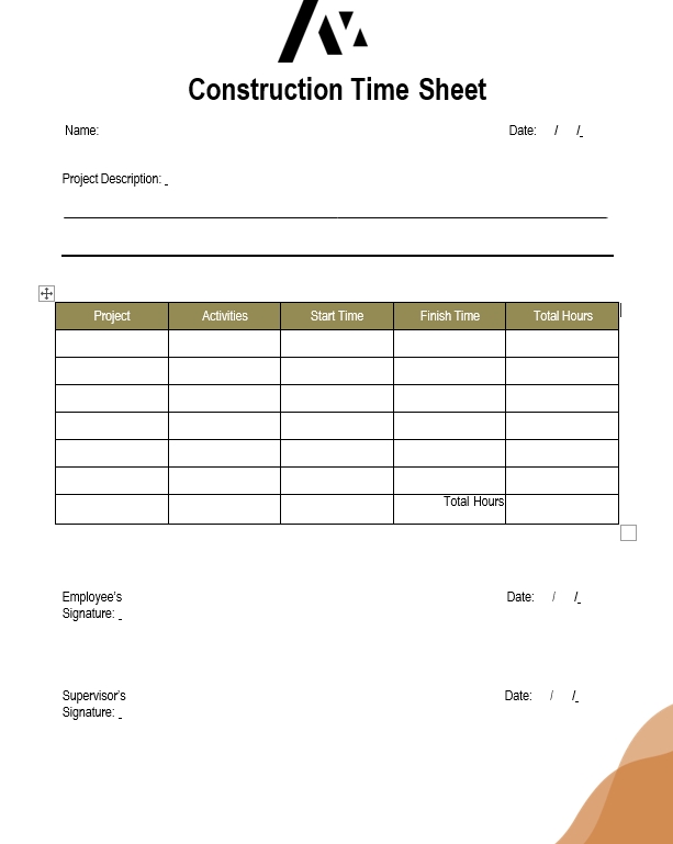 construction timesheet Printable