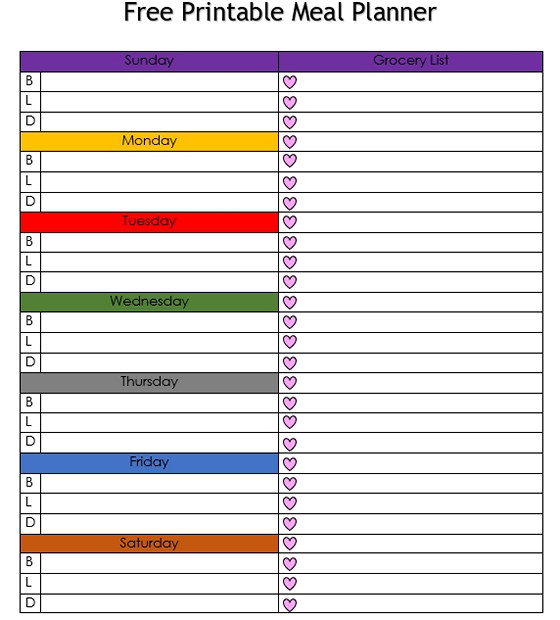 free printable meal planner