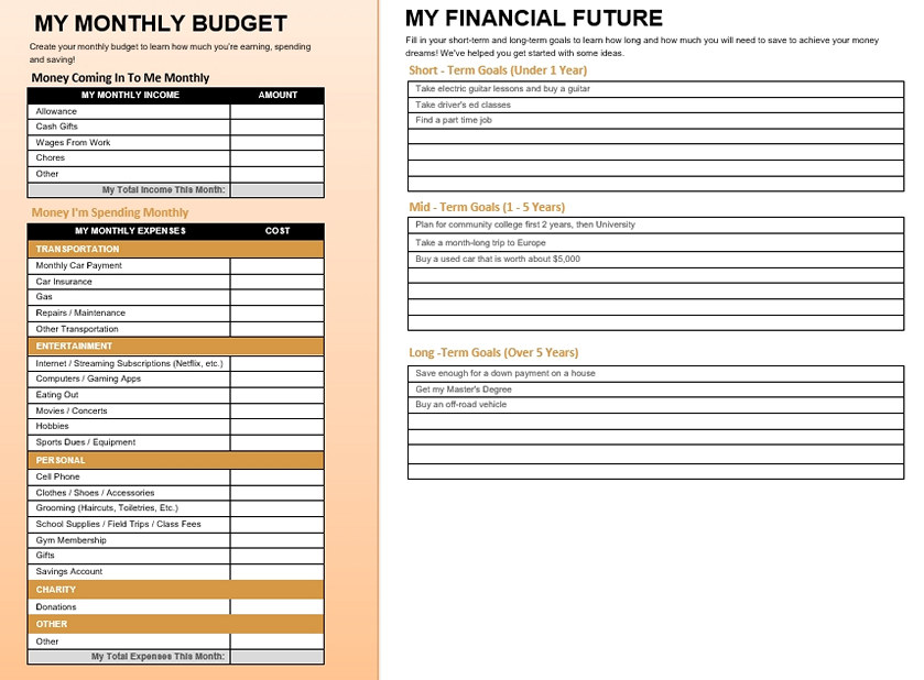 my monthly budget and financial future