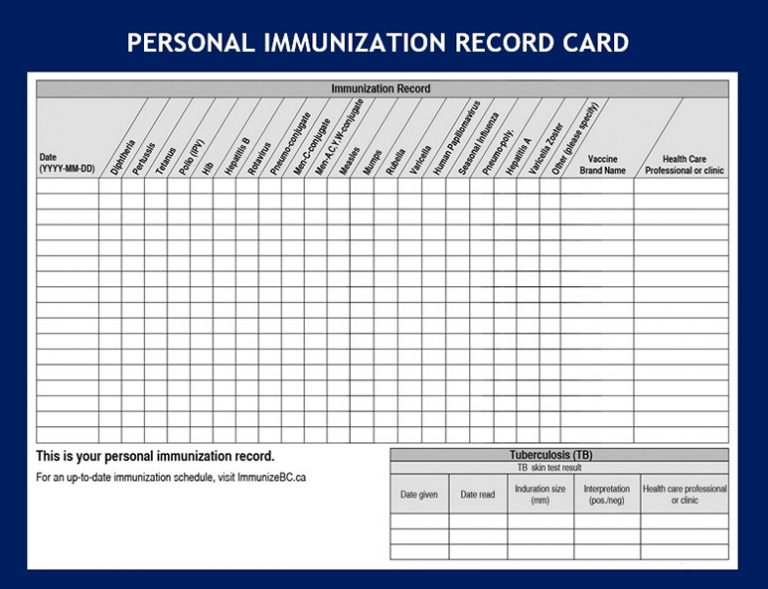 10+ Printable Immunization Records