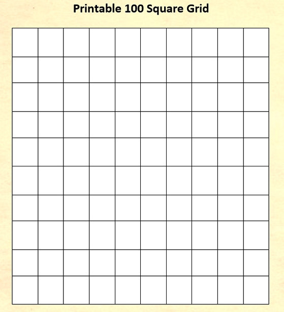 printable 100 square grid