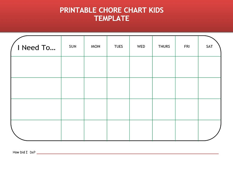 printable chore chart kids template