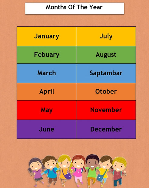 printable months of the year