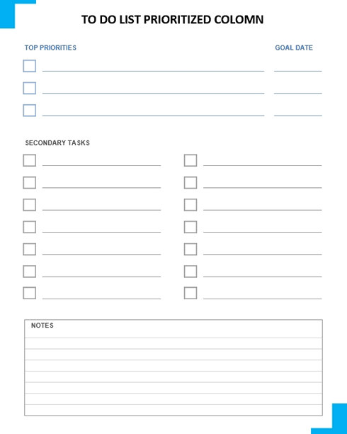 to do list prioritized Colomn