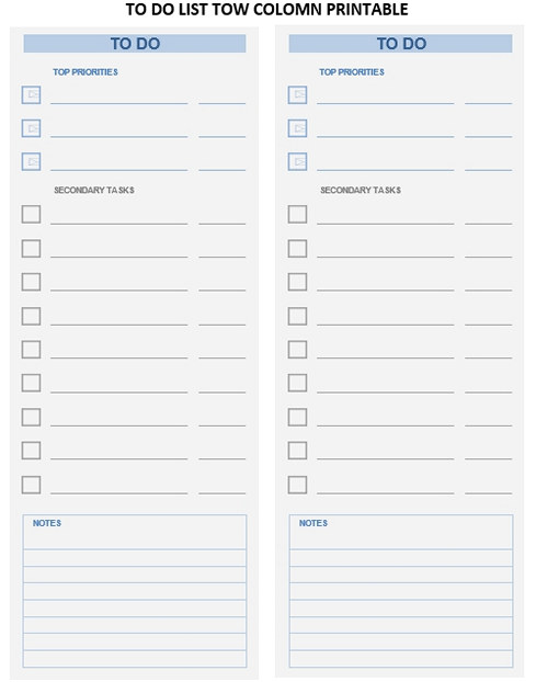 to do list tow colomn printable