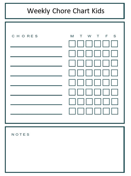 weekly chore chart kids template