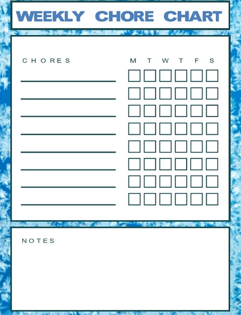 weekly chore chart template