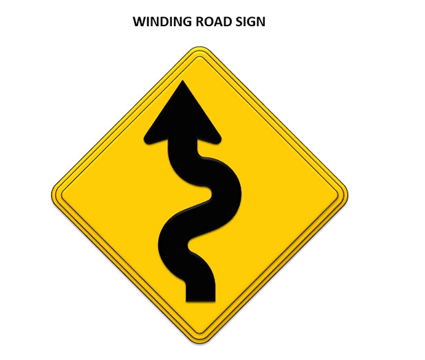 winding road sign
