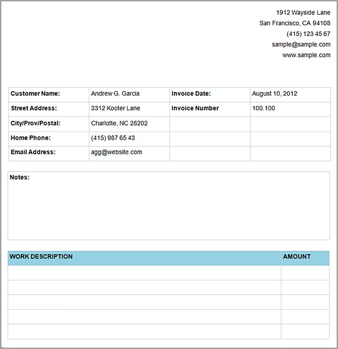 Basic Service Invoice