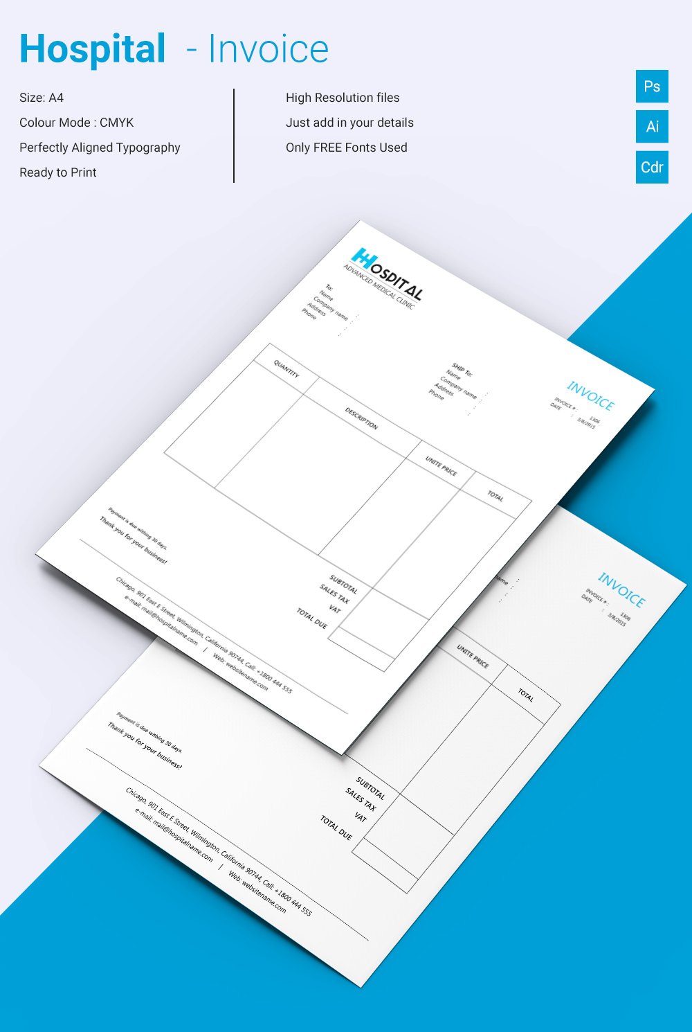 Beautiful Hospital Invoice Template