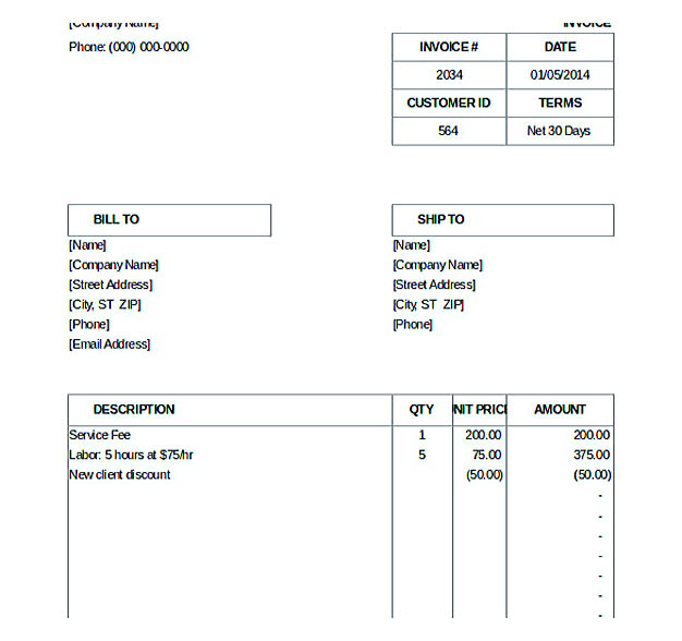 Billing Invoice Template