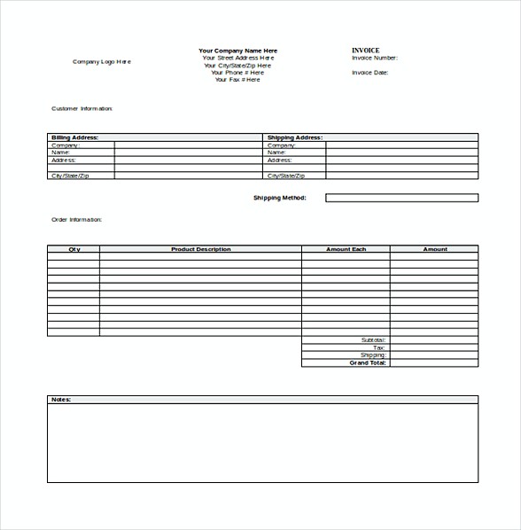 Blank Invoice Templates