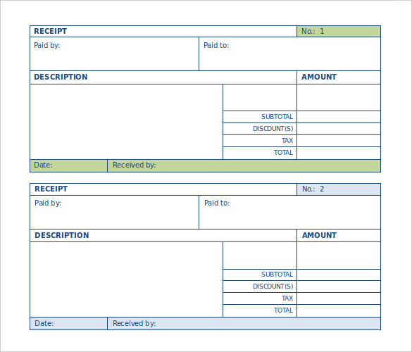 Blank Payment Receipt Template for Word Doc